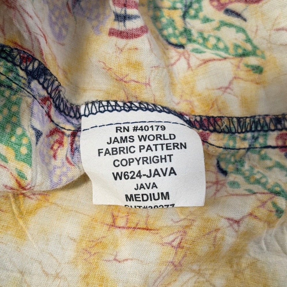 Vintage 80's Jam's World Java Batik Shirt Mens Sz Med Rayon W624-JAVA - Picture 4 of 6